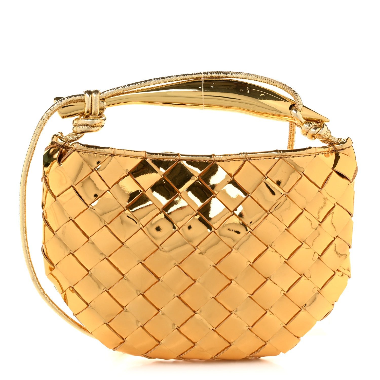 Bottega Veneta Bottega Veneta Mirror Laminated Nappa Intrecciato Mini Sardine Bag Gold