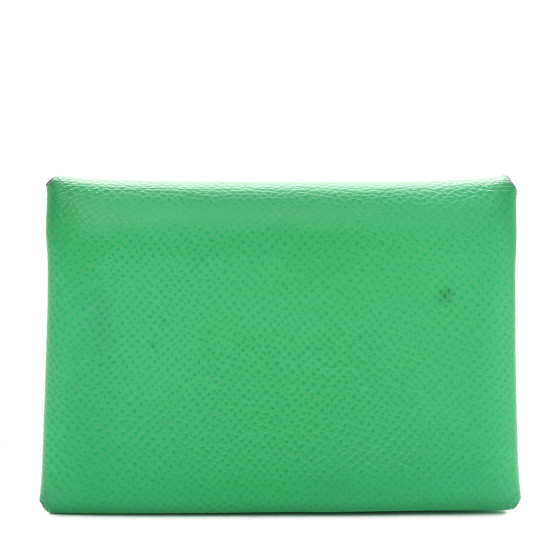 Hermes Epsom Verso Calvi Duo Card Case Vert Comics Vert Fizz