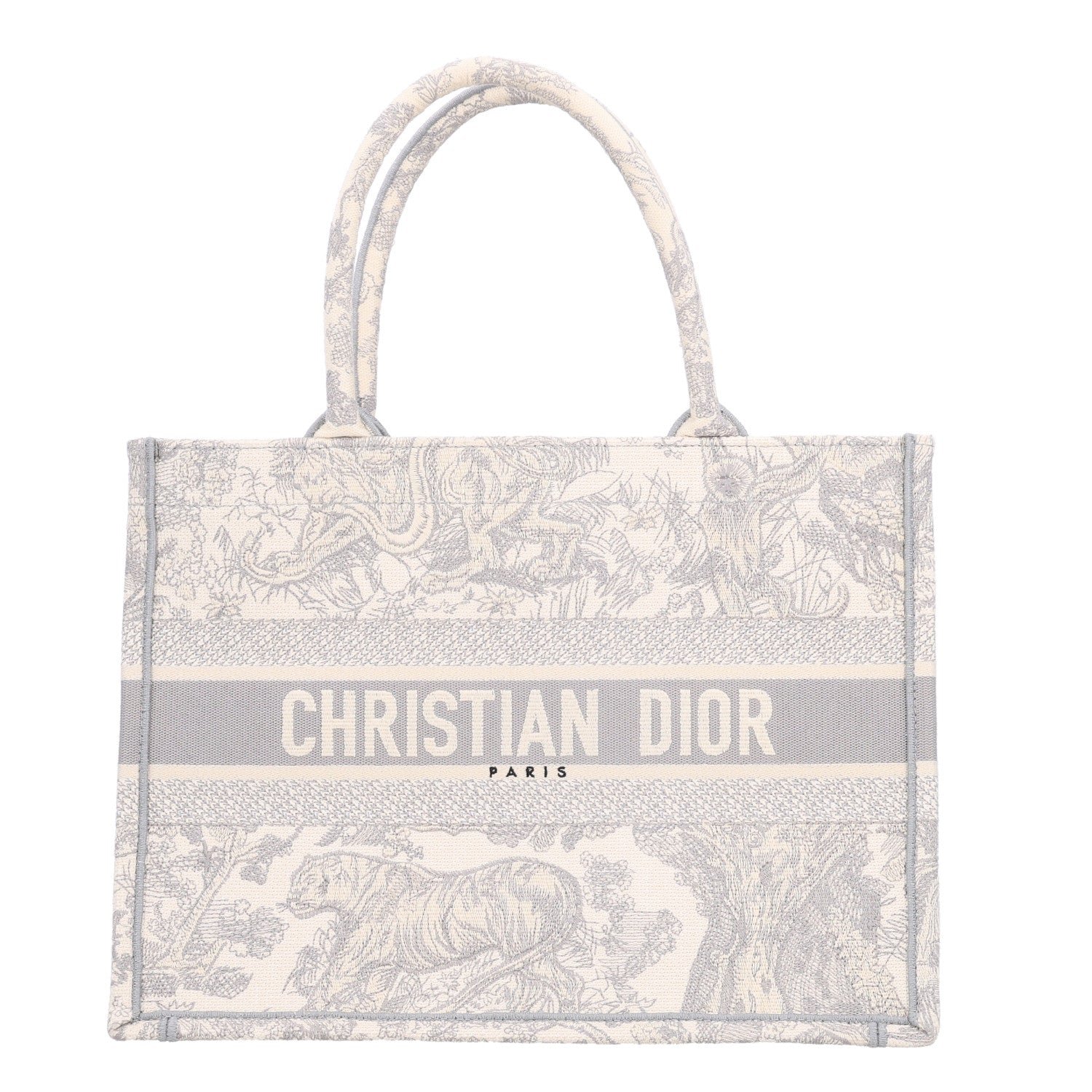 Christian Dior Canvas Embroidered Medium Dioriviera Toile De Jouy Book Tote Gray