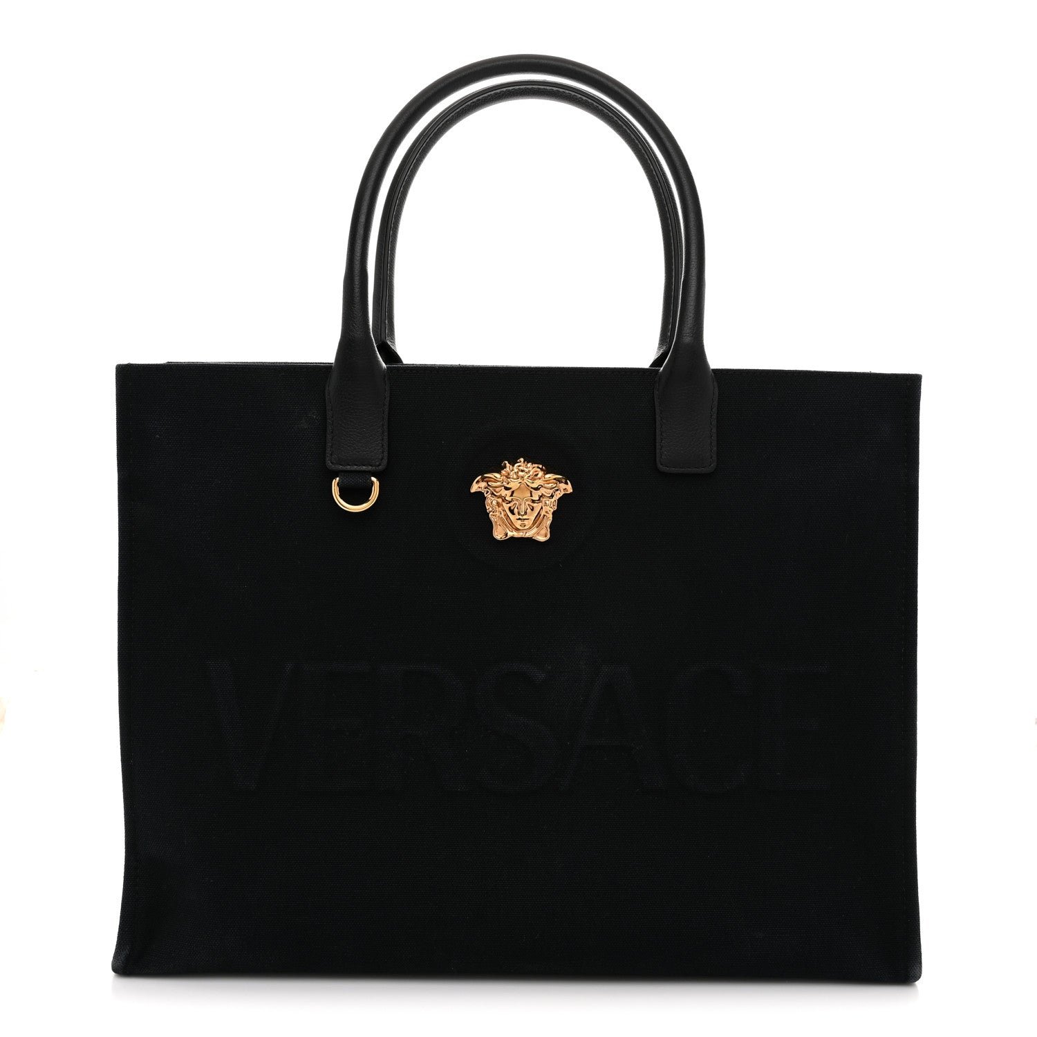 Versace Canvas Calfskin Large La Medusa Tote Bag Black