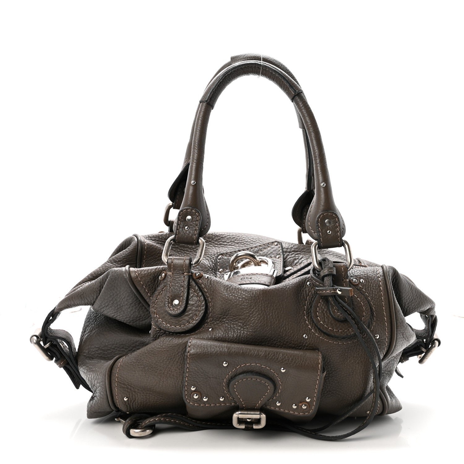 Chloe Calfskin Medium Paddington Satchel Gris Vert