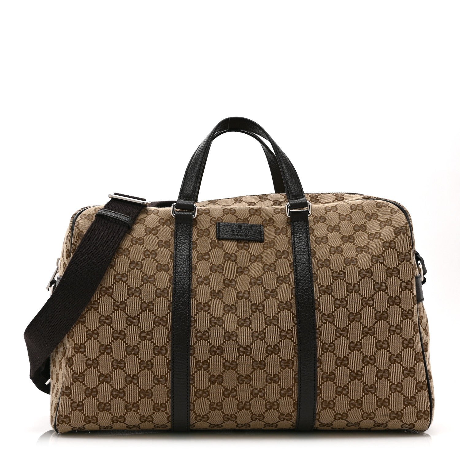 Gucci Monogram Dollar Calfskin Boston Duffle Bag Beige Ebony Testa di Moro Marrone Scuro