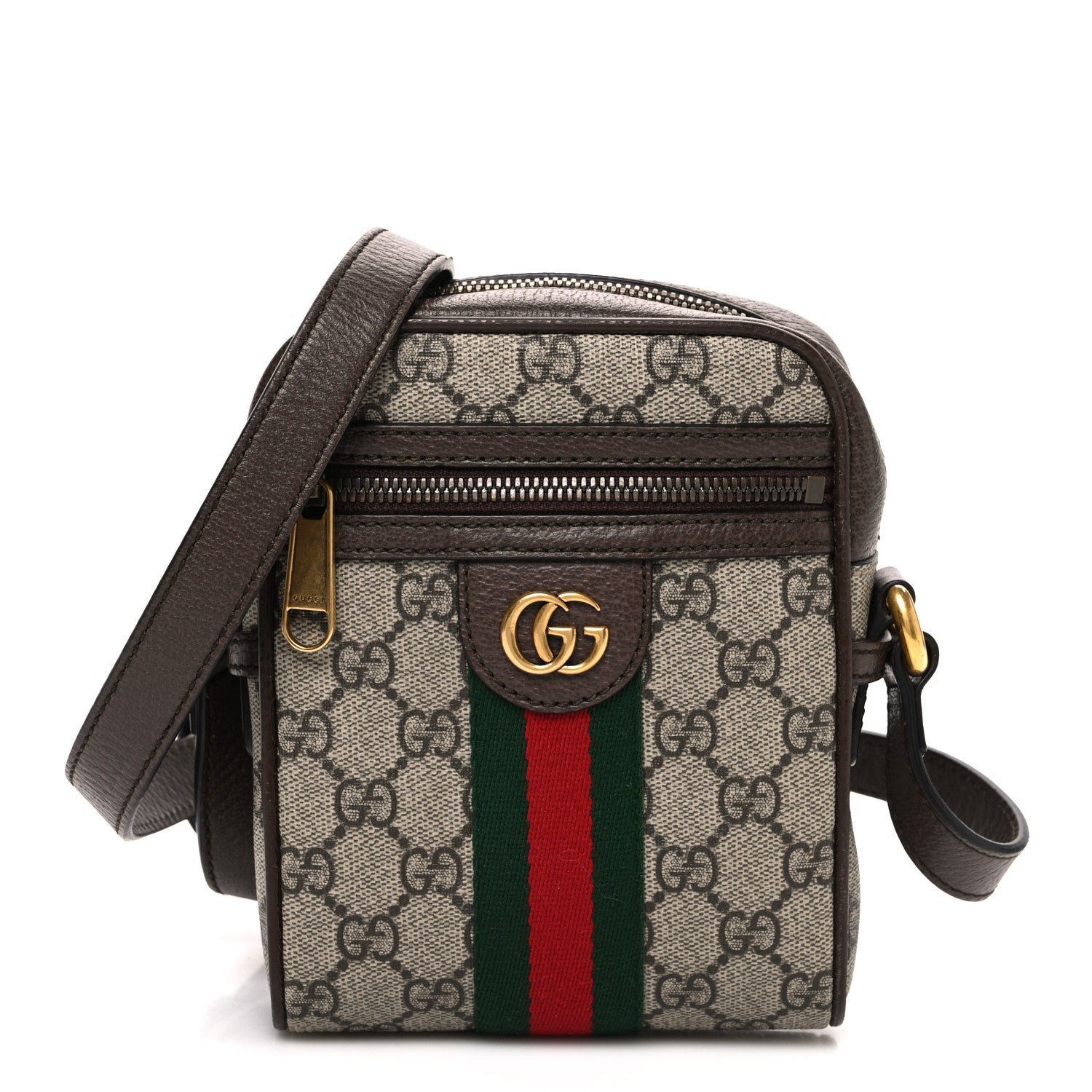 Gucci GG Supreme Monogram Web Mini Ophidia Messenger Brown
