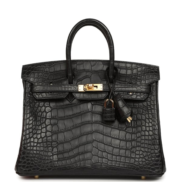 Hermes Birkin 25 Black Matte Alligator Gold Hardware