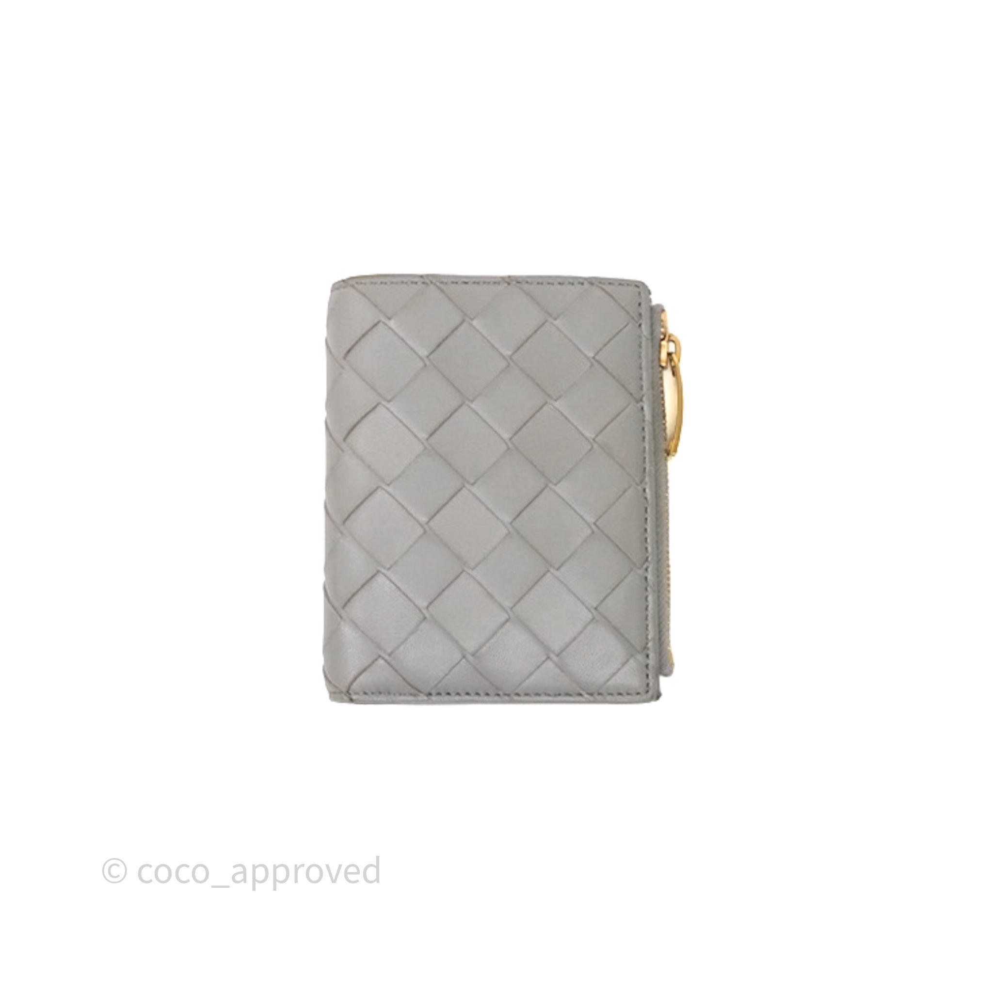 Bottega Veneta Intrecciato Small Bi-Fold Wallet Grey