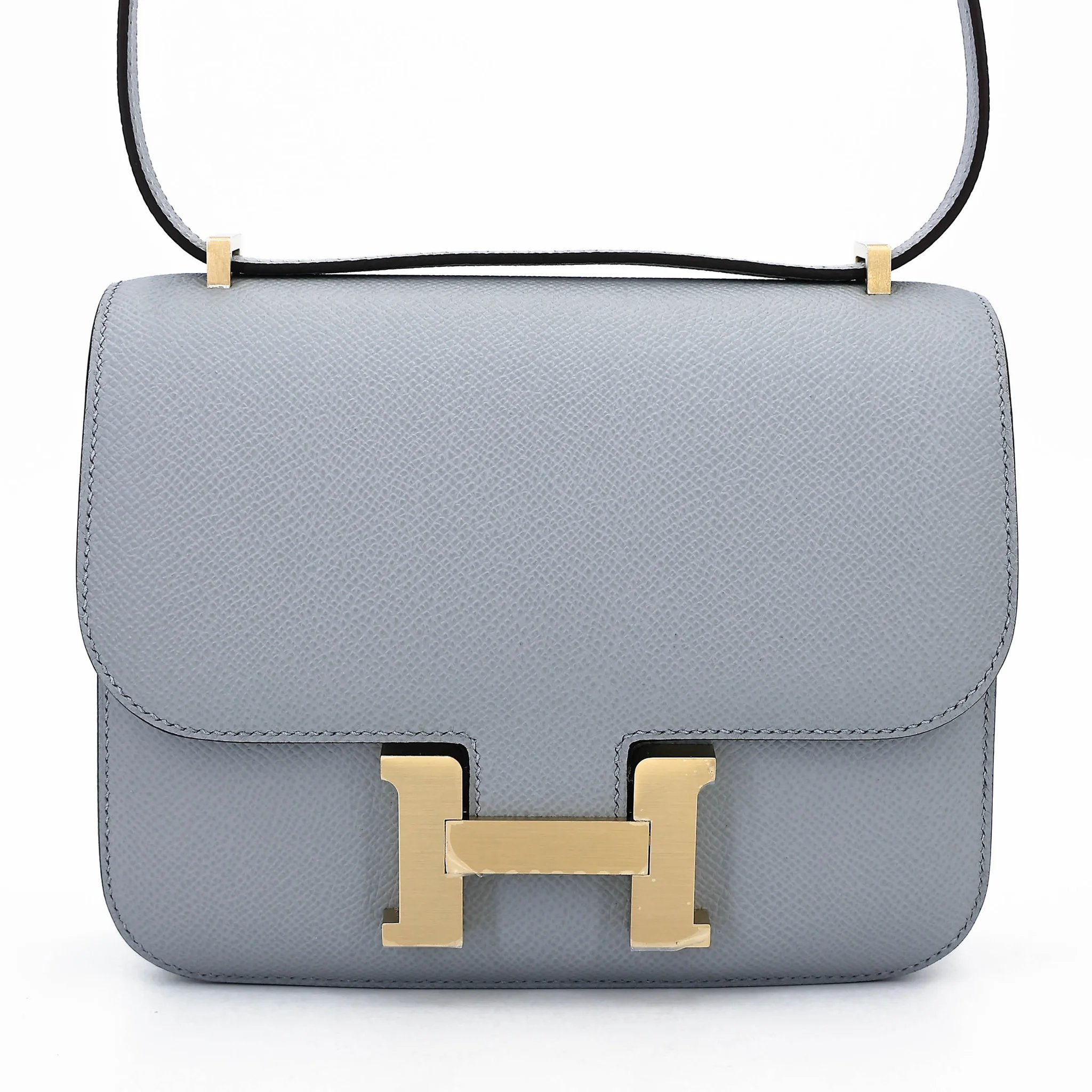 Brand New ( Rank N ) HERMÈS Constance Mini Gris Pantin (P0) Epsom Brushed Permabrass hardware K (2025)