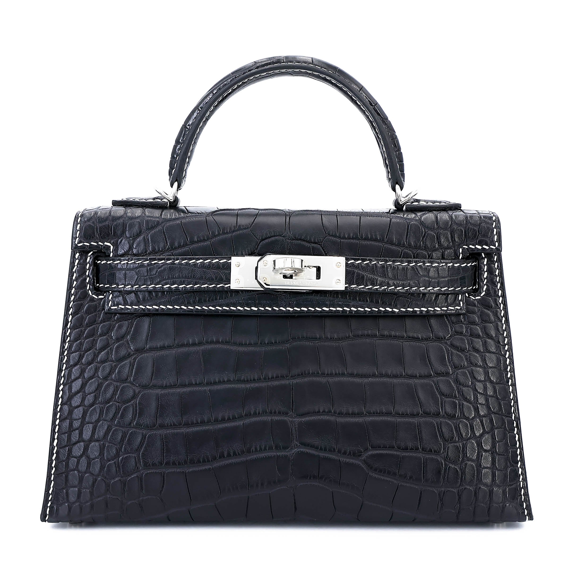 Brand New ( Rank N ) HERMÈS Special Order Mini Kelly II HSS Noir (89) Nata (I2) Matte Alligator Palladium hardware K (2025)
