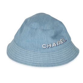 Chanel Chanel Blue Denim Sequin Logo Bucket Hat