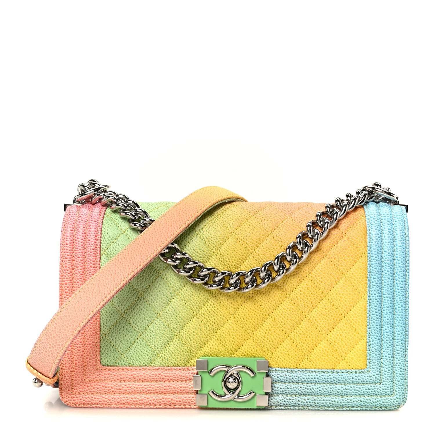 Chanel Caviar Quilted Medium Cuba Rainbow Boy Flap Multicolor