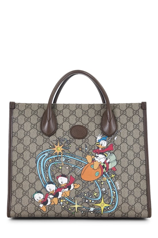 Disney x Gucci Brown GG Supreme Canvas Donald Duck Convertible Tote Small