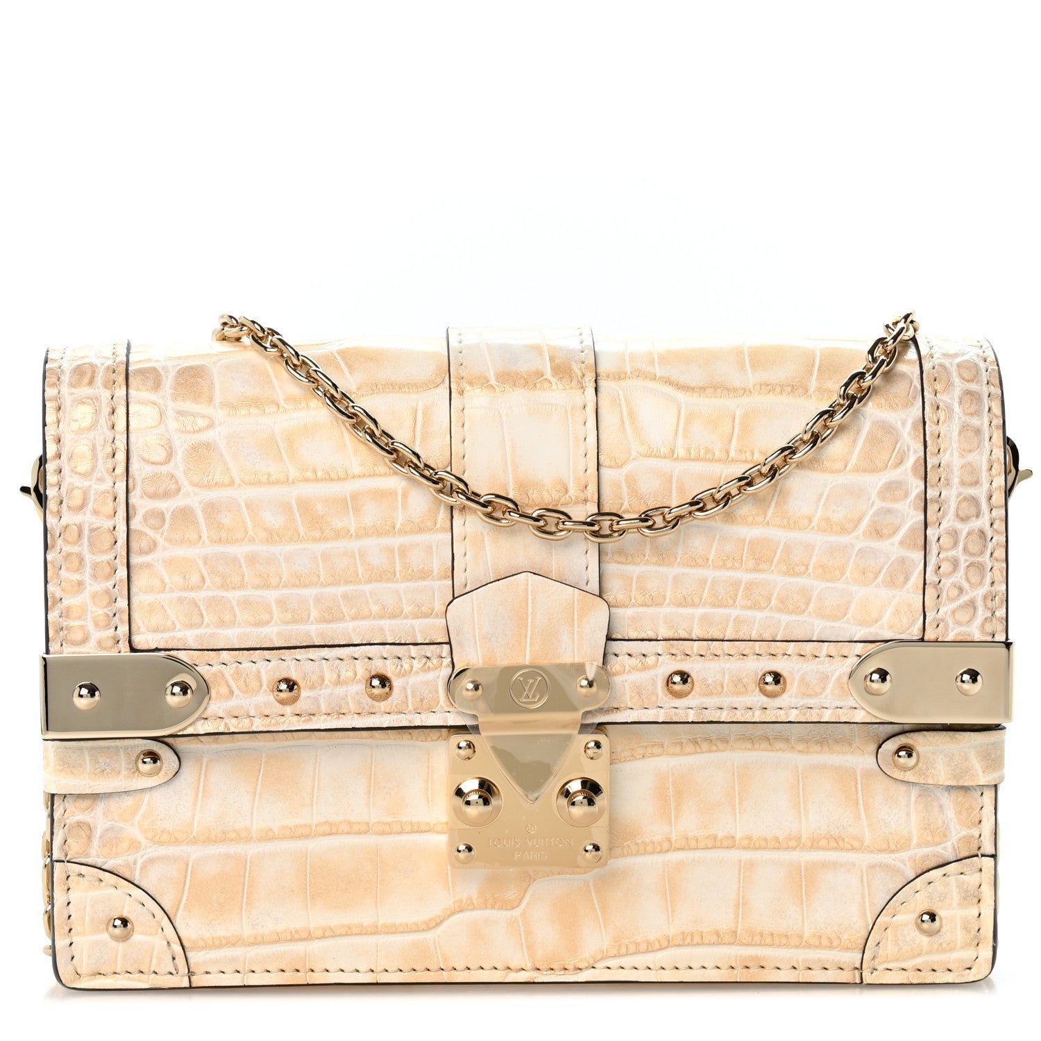 Louis Vuitton Alligator Trunk Chain Wallet Pearl