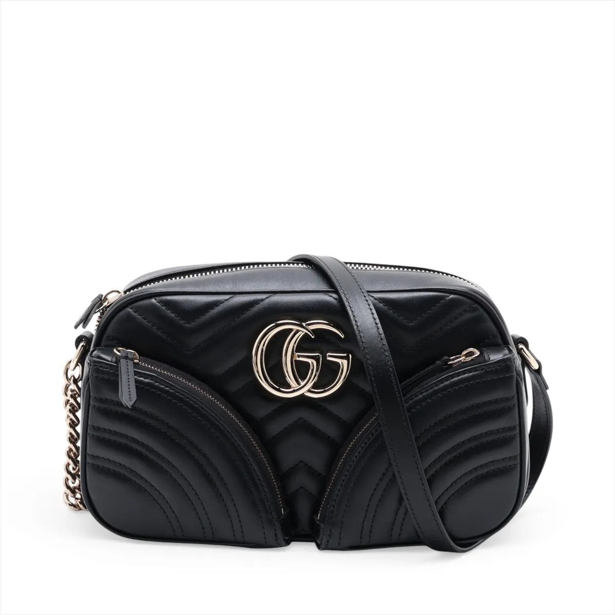 Gucci GG Marmont 798715 Leather Chain Shoulder Bag Black