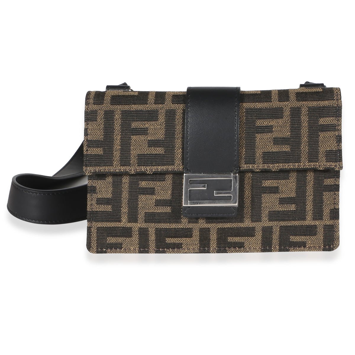 Tobacco Recycled Fabric Jacquard Vitello Grace FF 1974 Baguette Belt Pouch