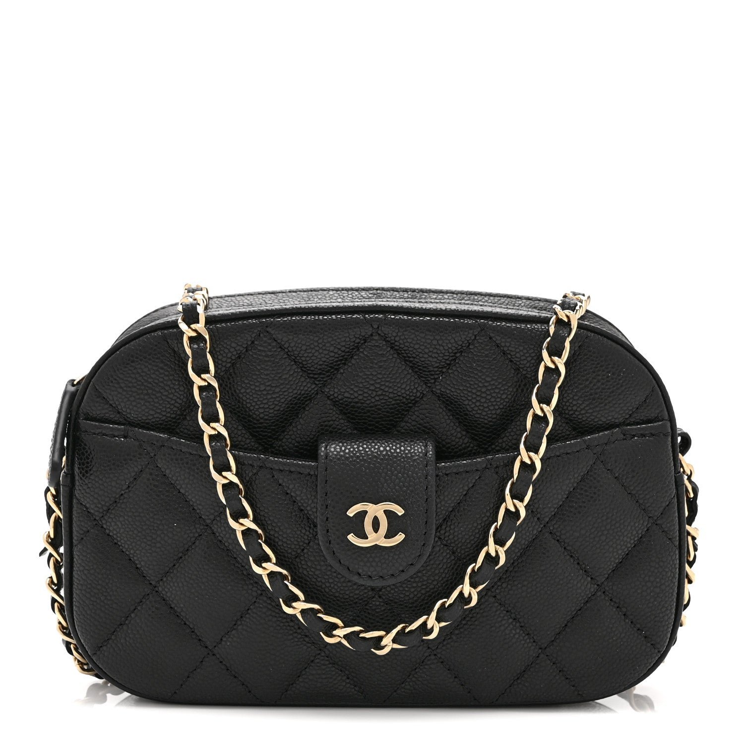 Chanel Caviar Quilted Chain Camera Bag Black