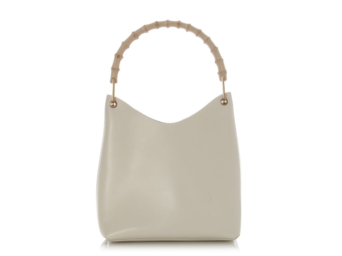 Gucci Gucci White Leather Bamboo Handle Tote