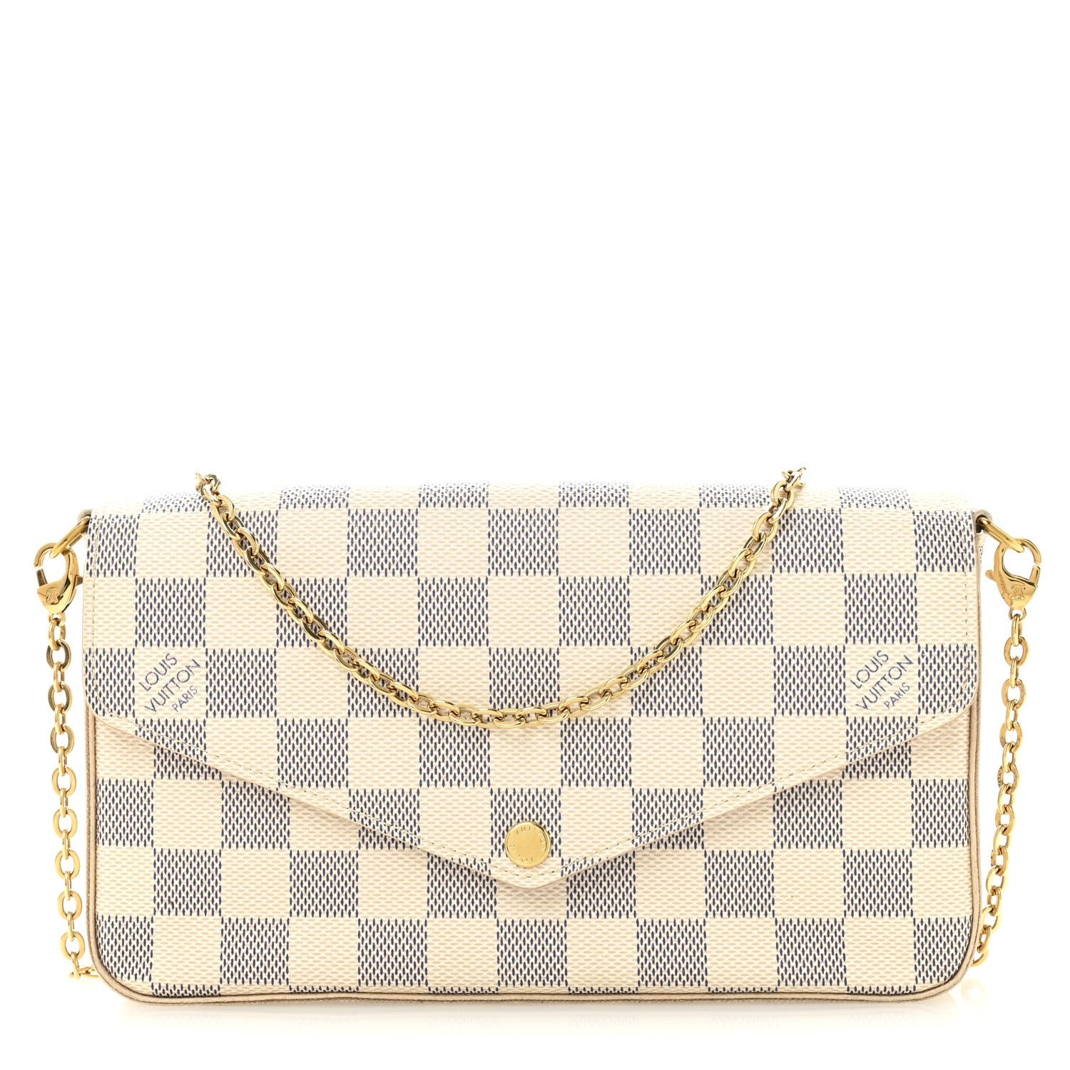 Louis Vuitton Damier Azur Pochette Felicie Chain Wallet Rose Ballerine