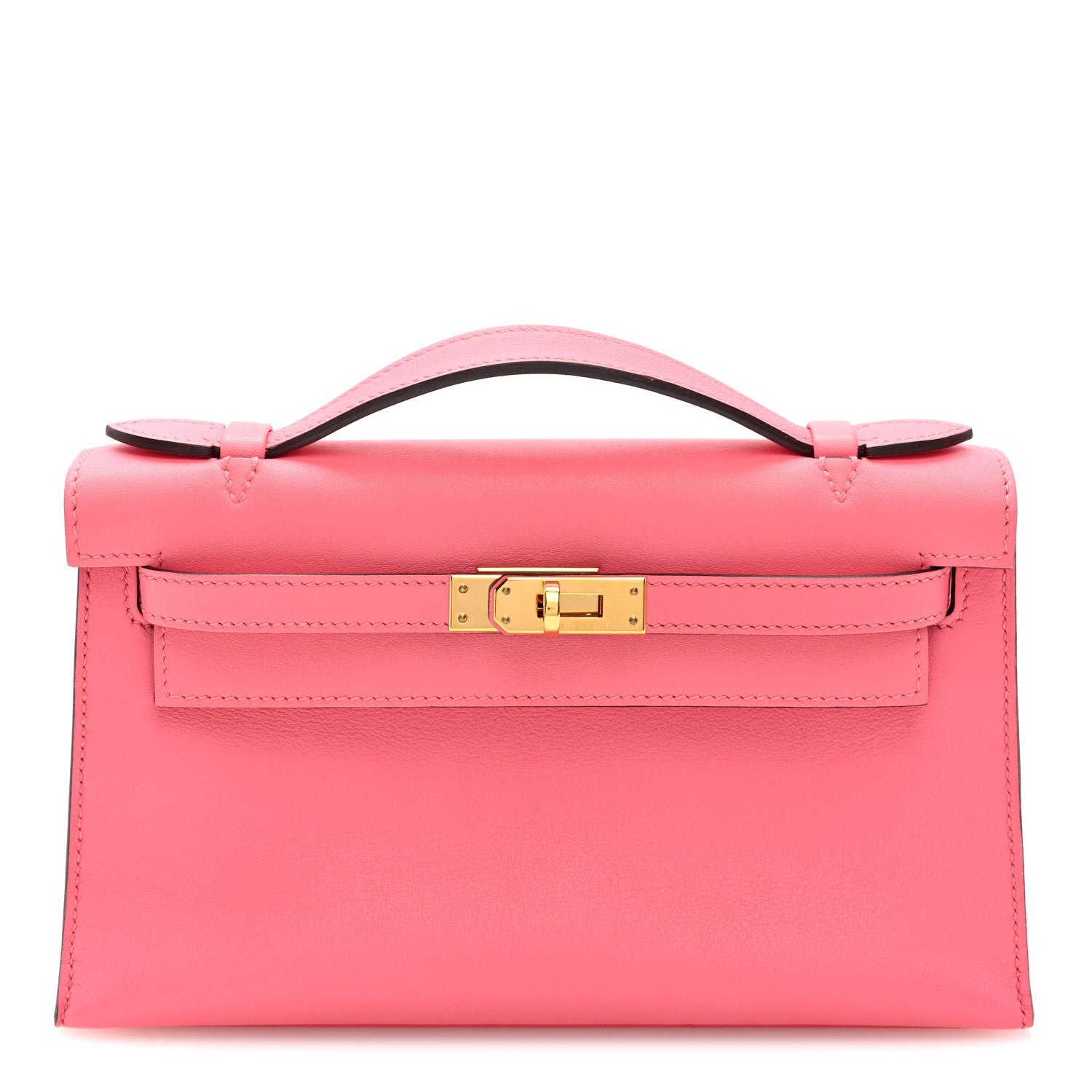Hermes Swift Kelly Pochette Clutch Rose Azalee