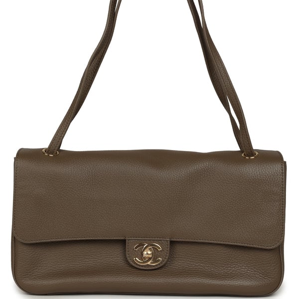 Chanel Maxi "Souplissimo" Small Flap Bag Brown Grained Calfskin Gold Hardware