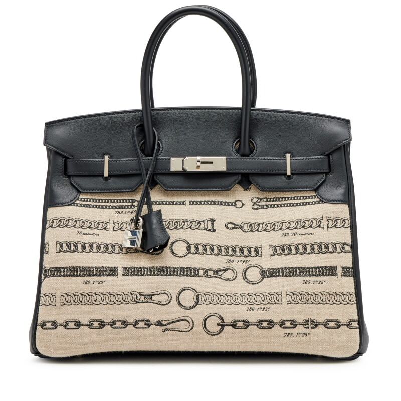 Limited Edition Black Swift and Toile De Camp Déchaînée Birkin 35 Palladium Hardware, 2017