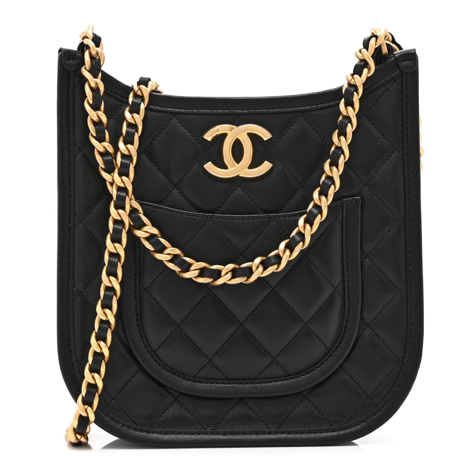 Chanel Calfskin Quilted Small Hobo Black