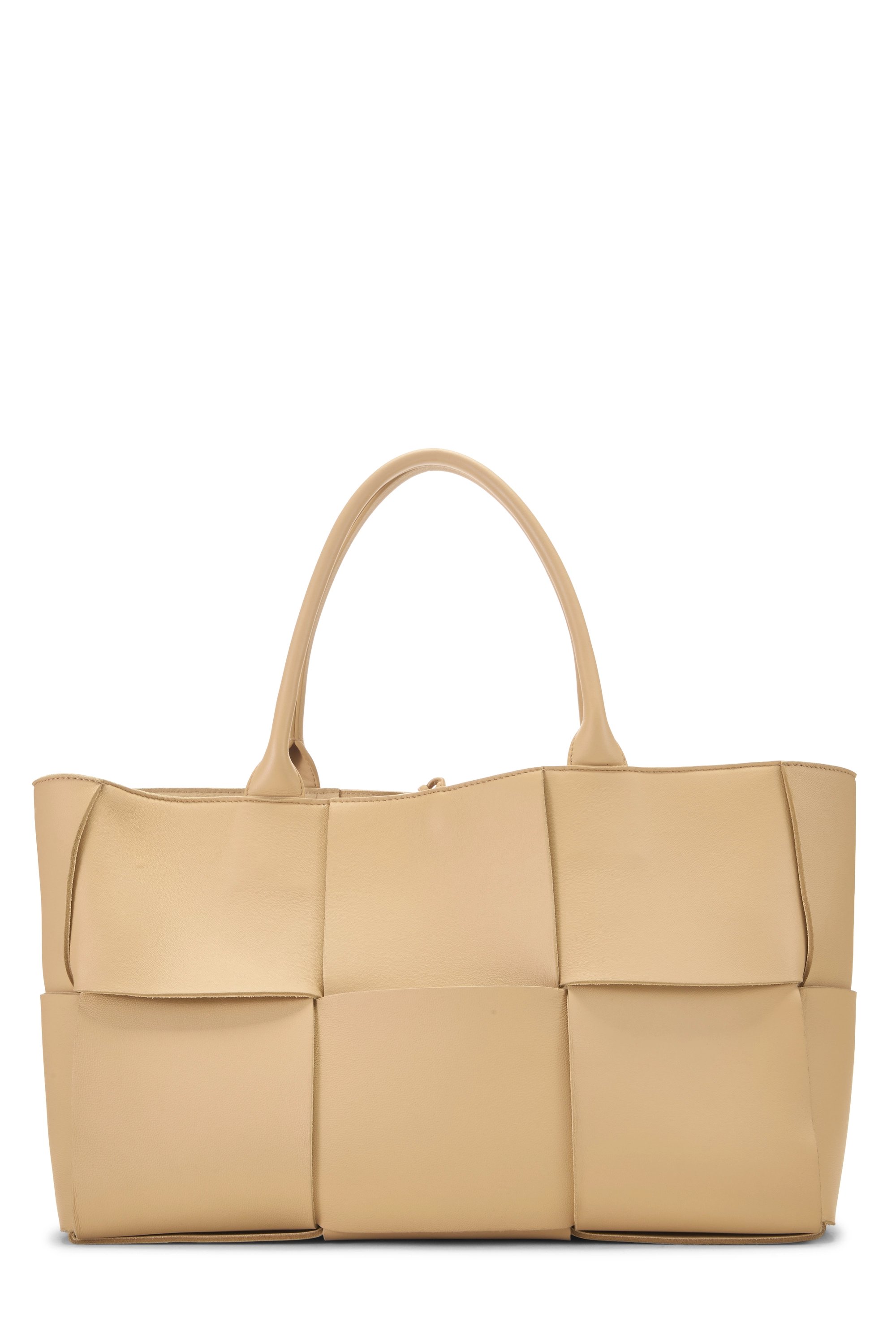 Bottega Veneta Beige Calfskin Maxi Intrecciato Arco Tote Medium