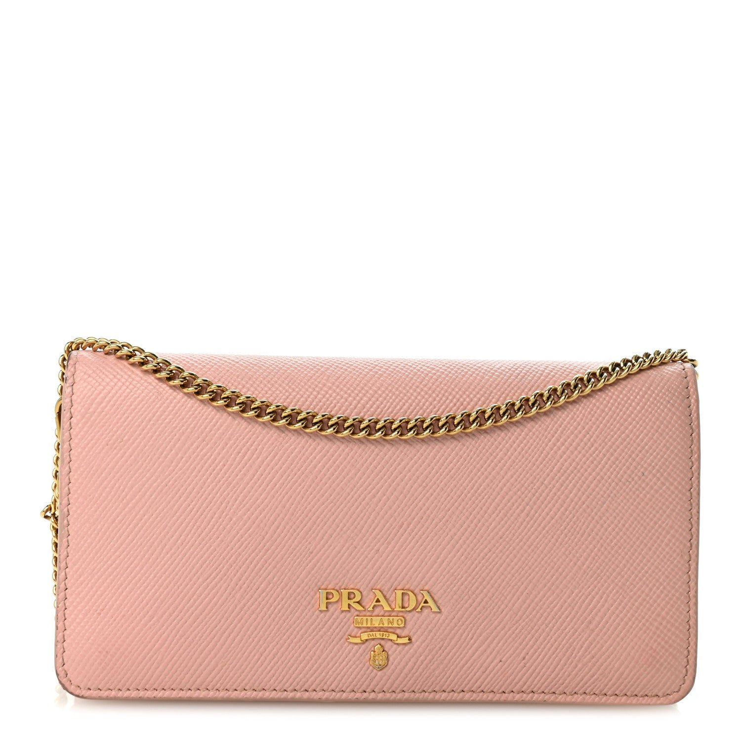 Prada Saffiano Lux Chain Wallet Orchidea