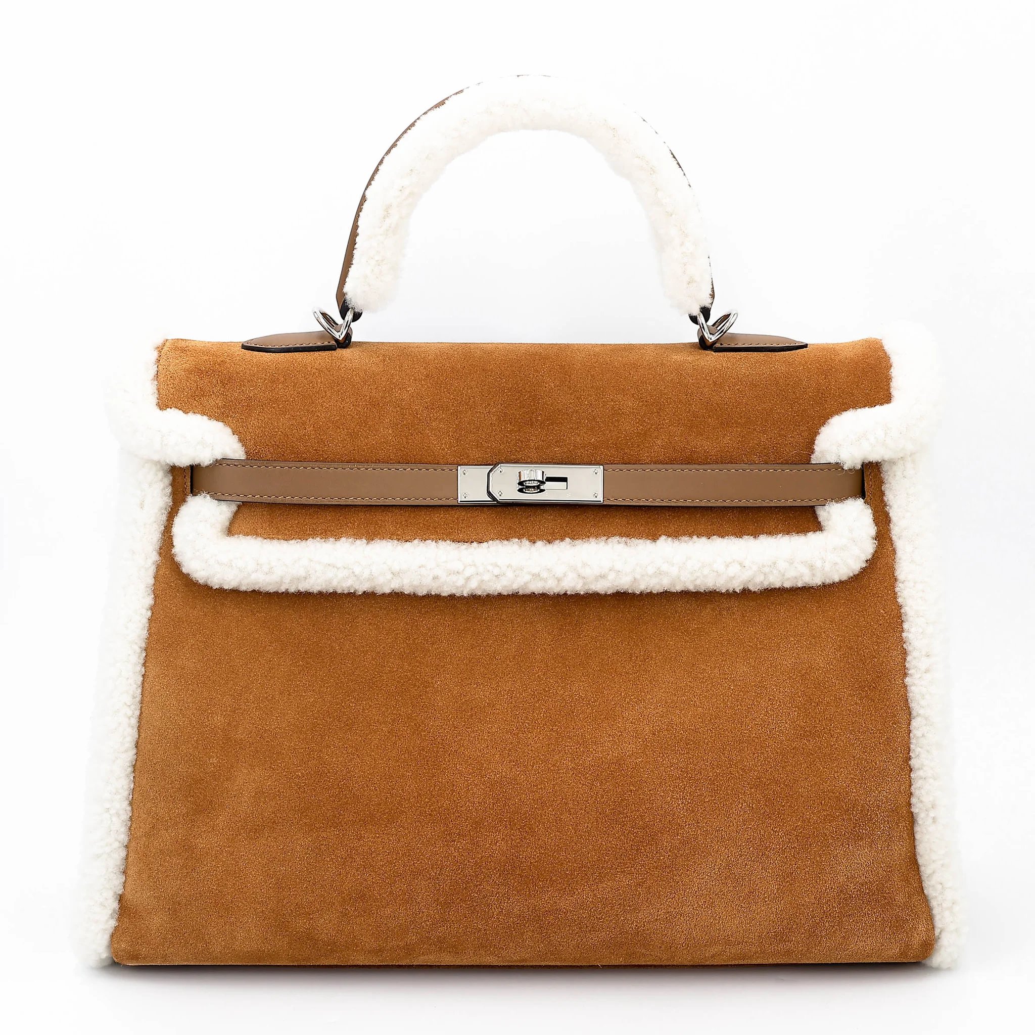 Excellent ( Rank SA ) HERMÈS Limited Edition Kelly 35 Teddy Alezan (3G) Chai (0M) Grizzly Swift Palladium hardware B (2023)