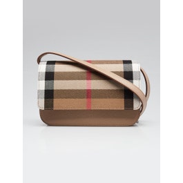 Burberry Burberry Chestnut Beige Check Canvas/Leather Madison Crossbody Bag