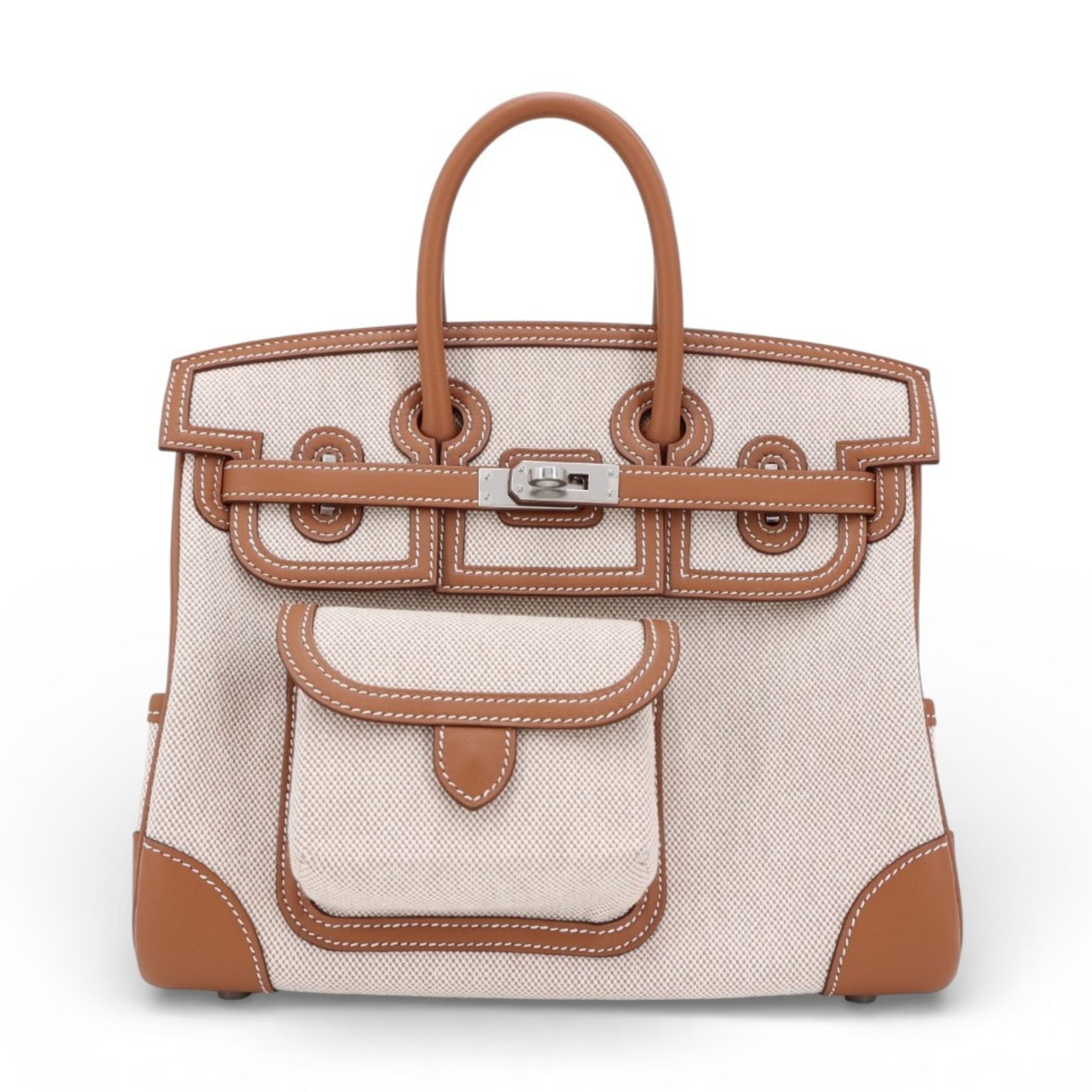 Unused ( Rank NS ) HERMÈS Limited Edition Birkin Cargo 25 Gold (37) Ecru Swift Canvas Palladium hardware W (2024)