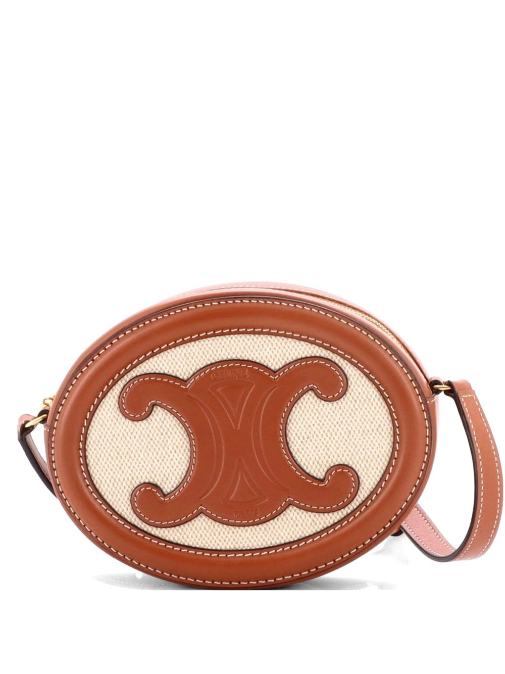 Triomphe Oval Canvas and Leather crossbody bag