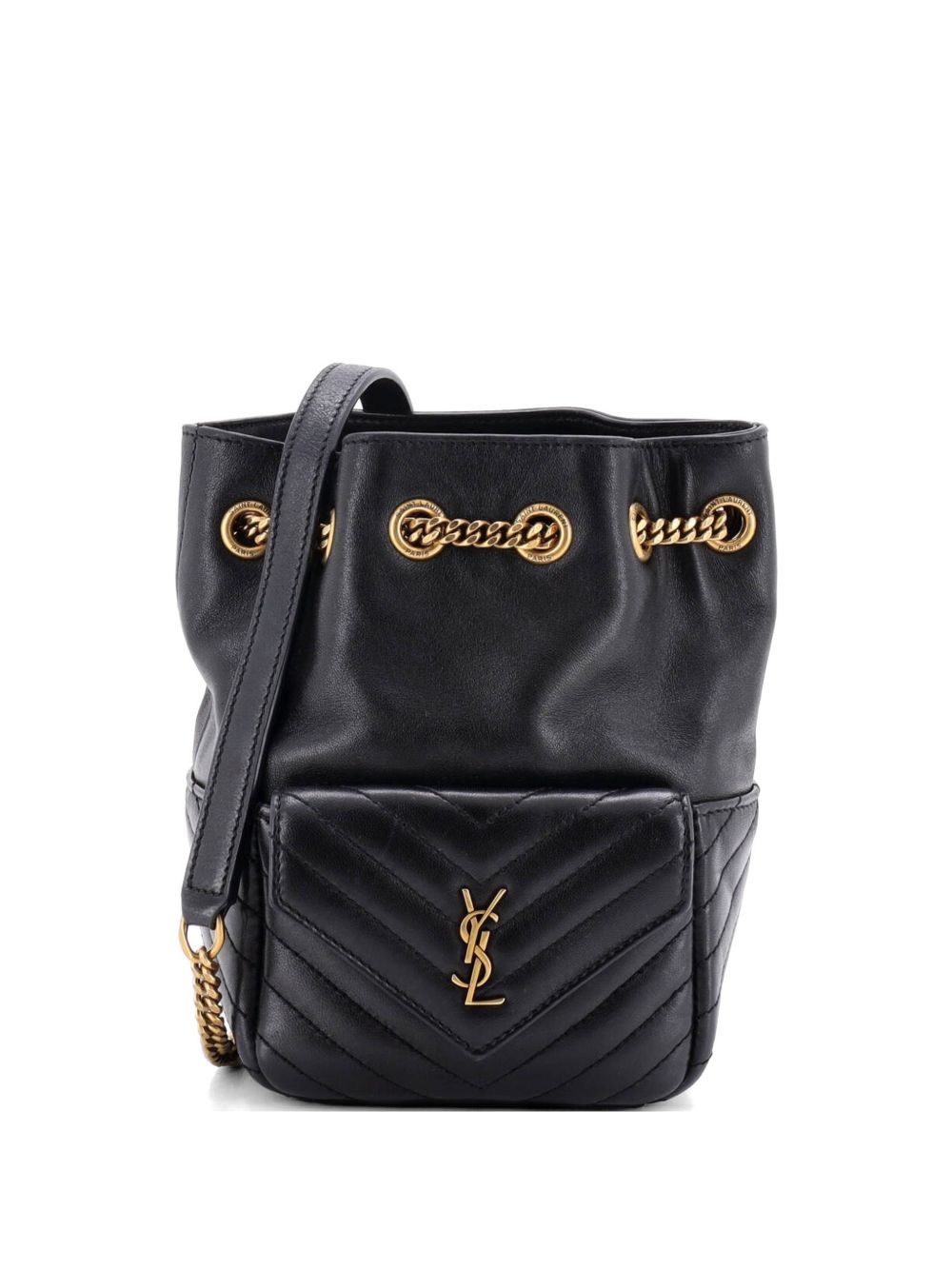Joe Matelasse Chevron Leather Mini bucket bag