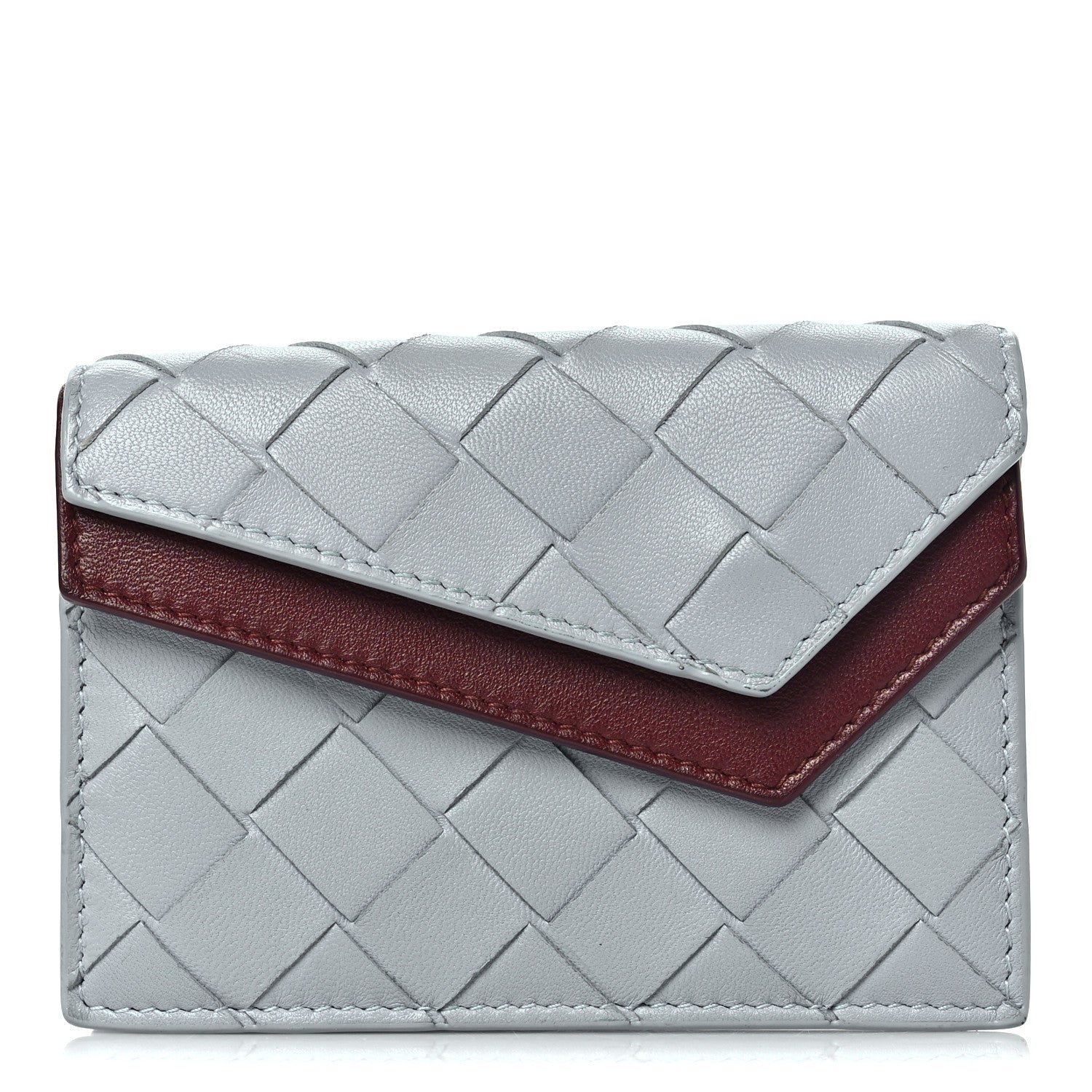 Bottega Veneta Bottega Veneta Nappa Intrecciato Small Check Bi-Fold Zip Wallet Ice Cherry