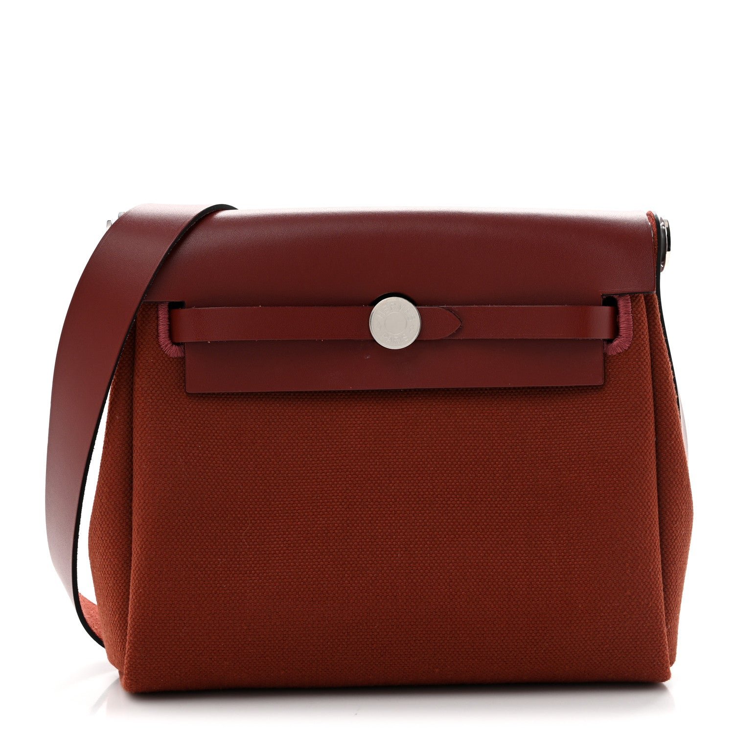 Hermes Military Toile Vache Hunter Herbag Zip Retourne 20 Rouge H