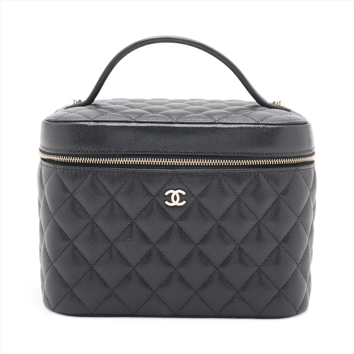 Chanel Matelasse Caviar Skin Vanity bag Black Gold Metal Fittings random serial