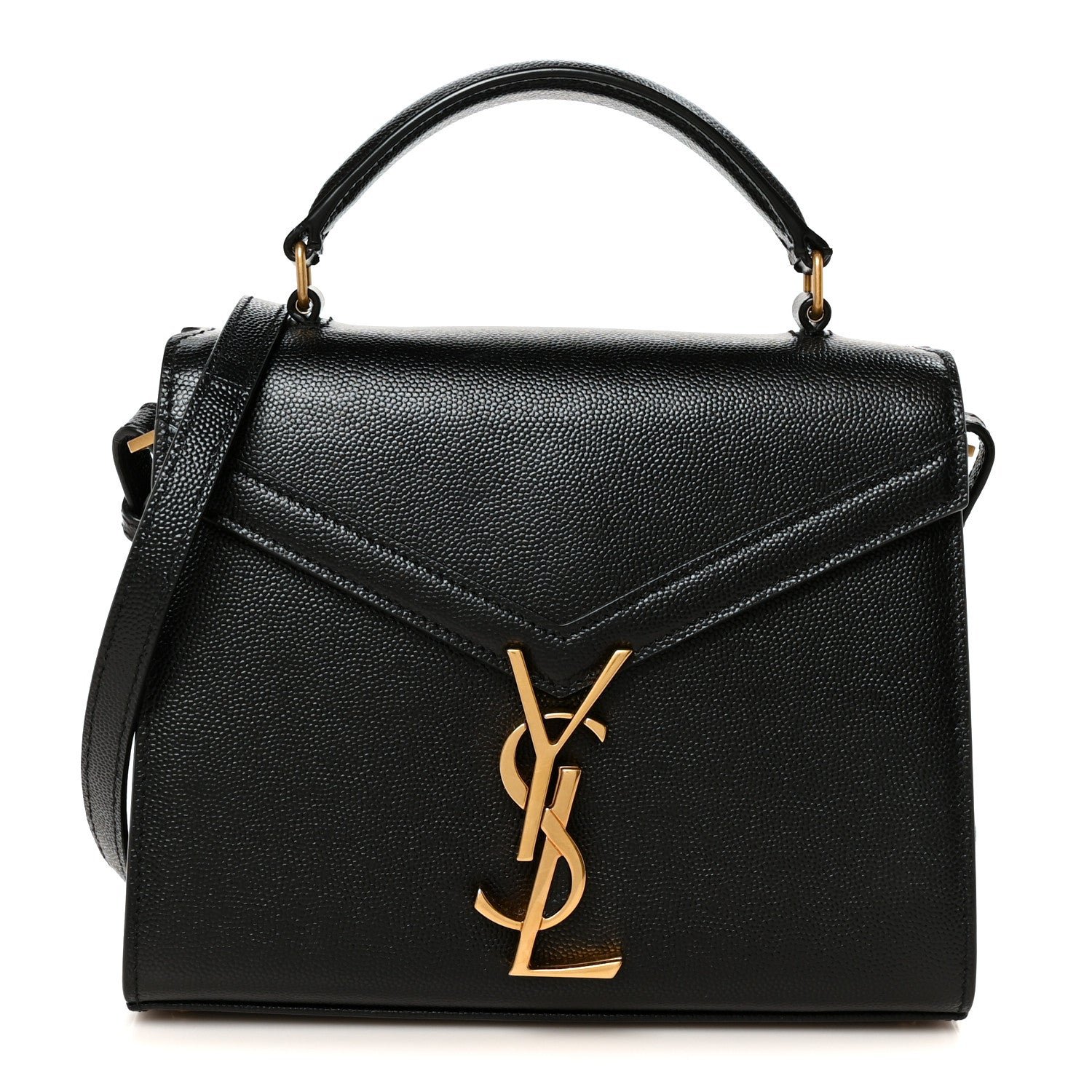 Saint Laurent Grain de Poudre Mini Classic Monogram Cassandra Top Handle Black