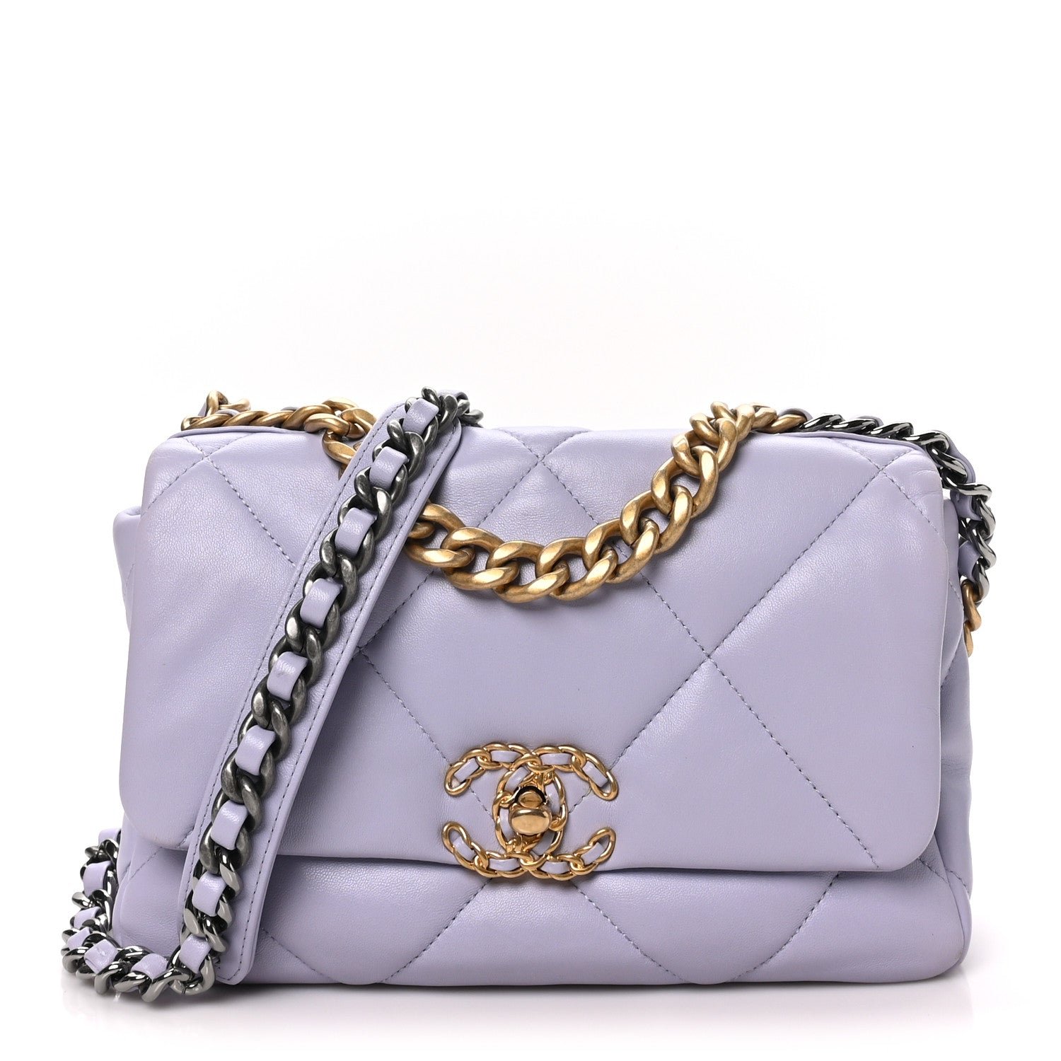 Chanel Lambskin Quilted Medium Chanel 19 Flap Light Purple