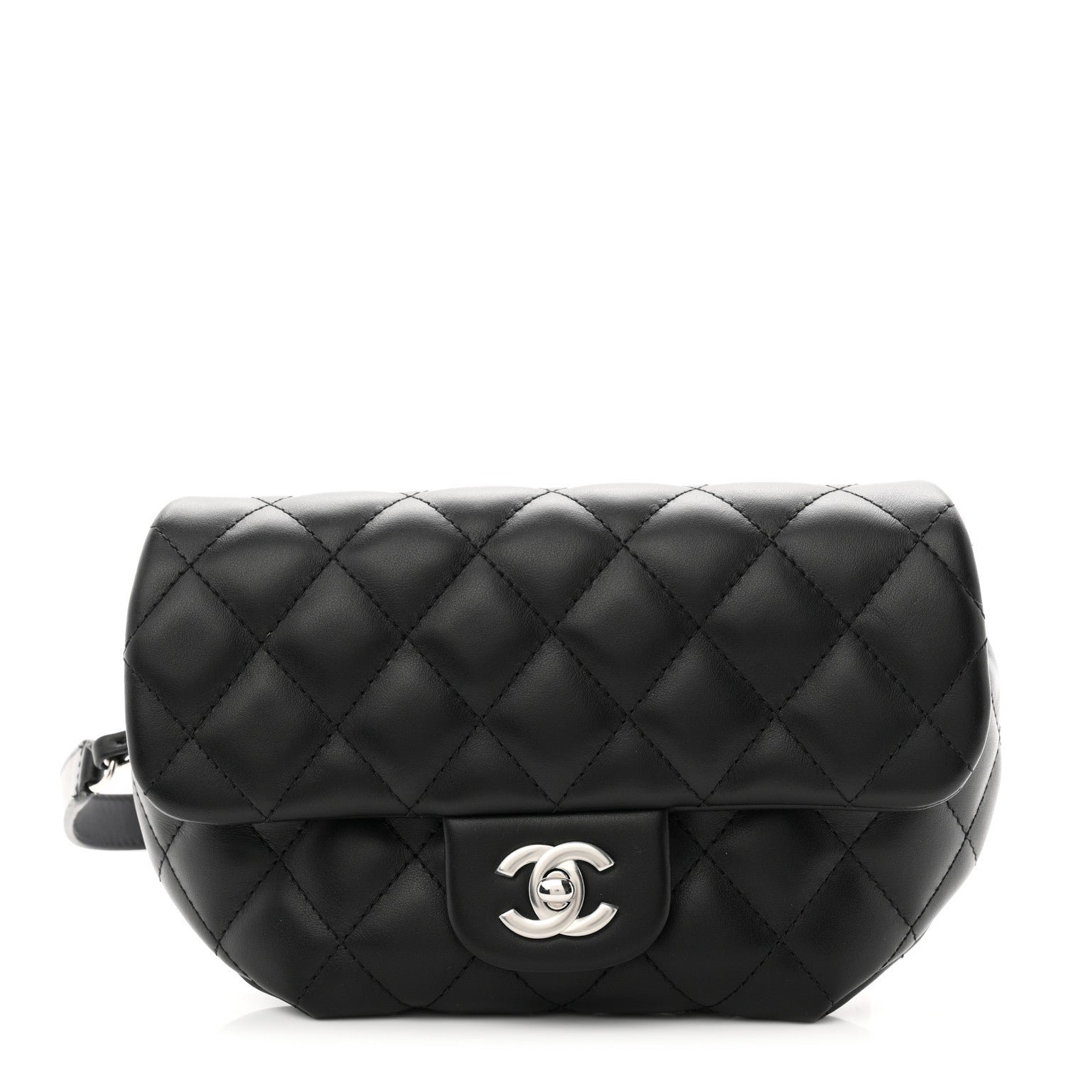 Chanel Calfskin Quilted CC Uniform Flap Belt Bag Black