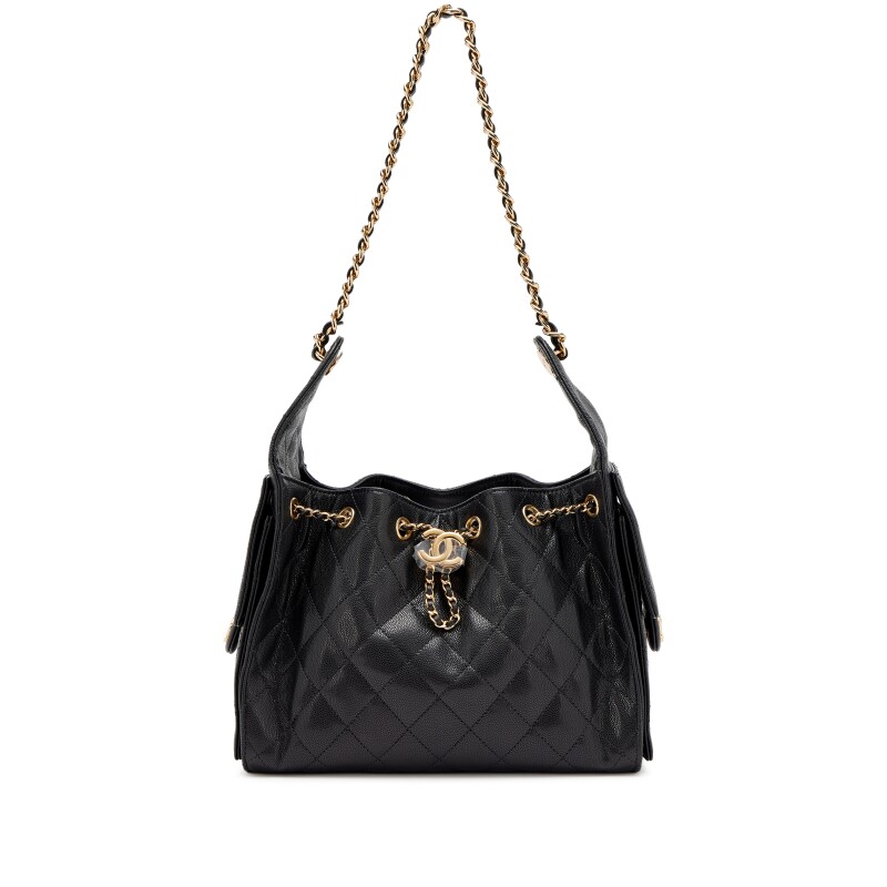 Black Quilted Caviar Small 25 Aged Gold Hardware, 2026