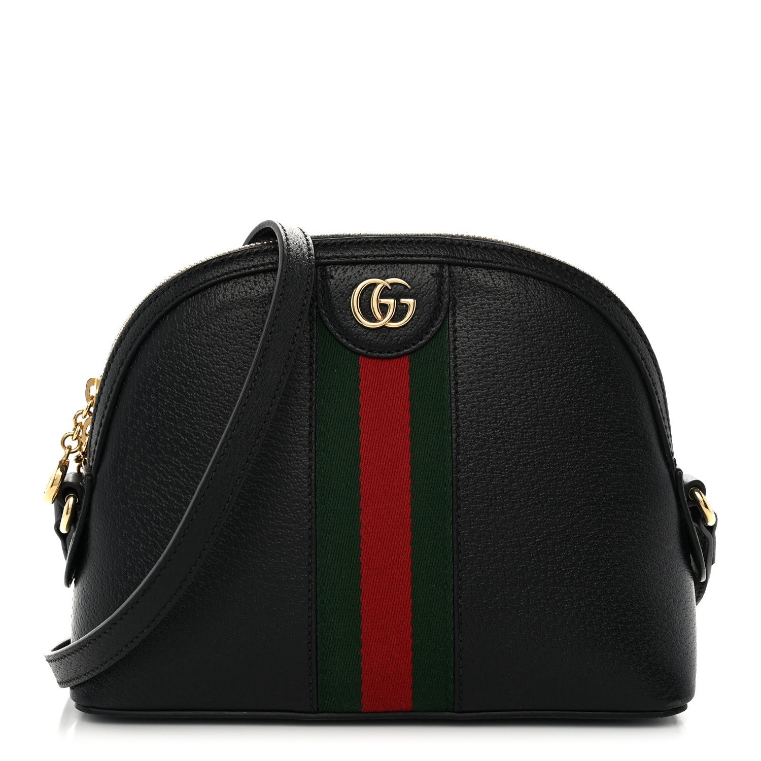 Gucci Calfskin GG Web Small Ophidia Dome Shoulder Bag Black