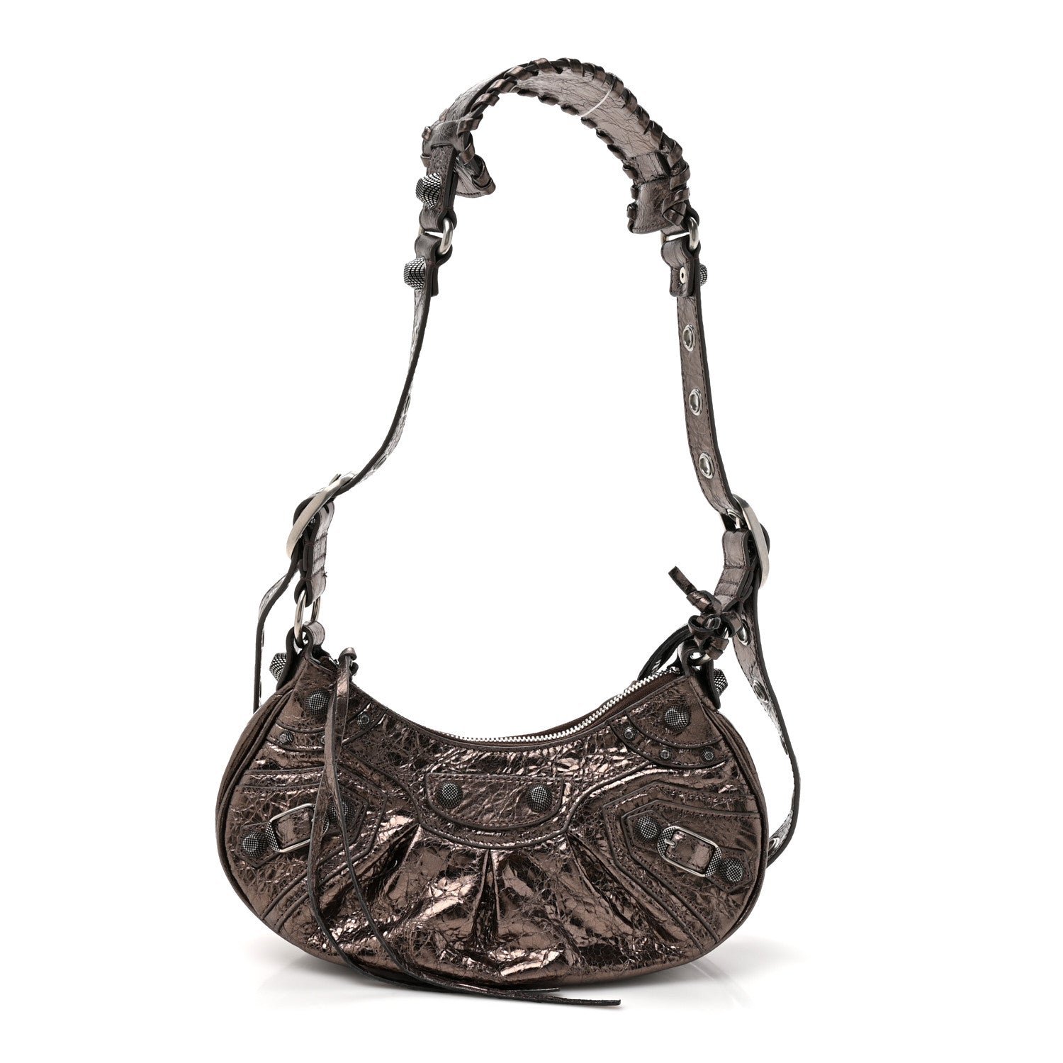 Balenciaga Metallic Agneau Arena Le Cagole Shoulder Bag XS Dark Bronze