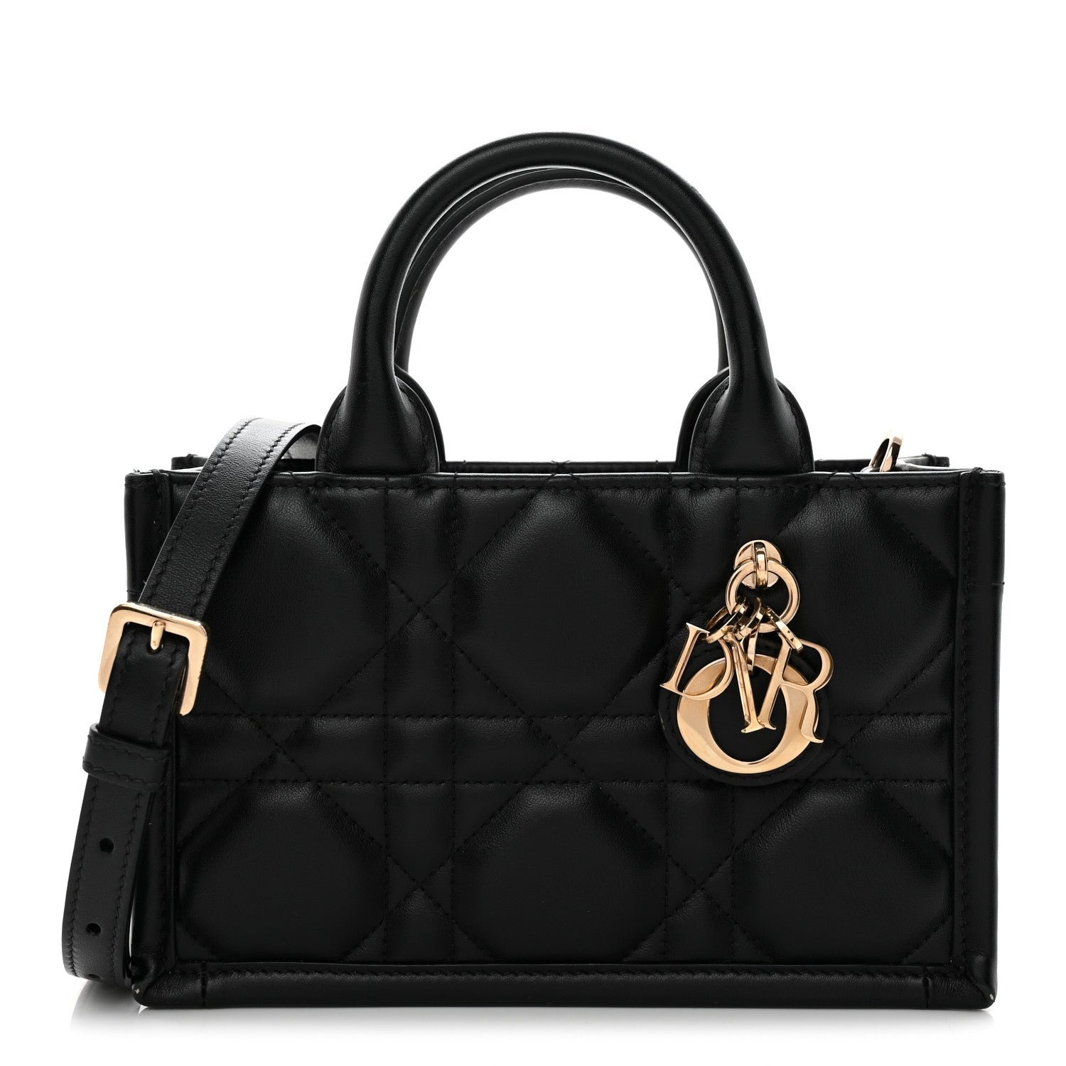 Christian Dior Calfskin Macrocannage Mini Book Tote Black
