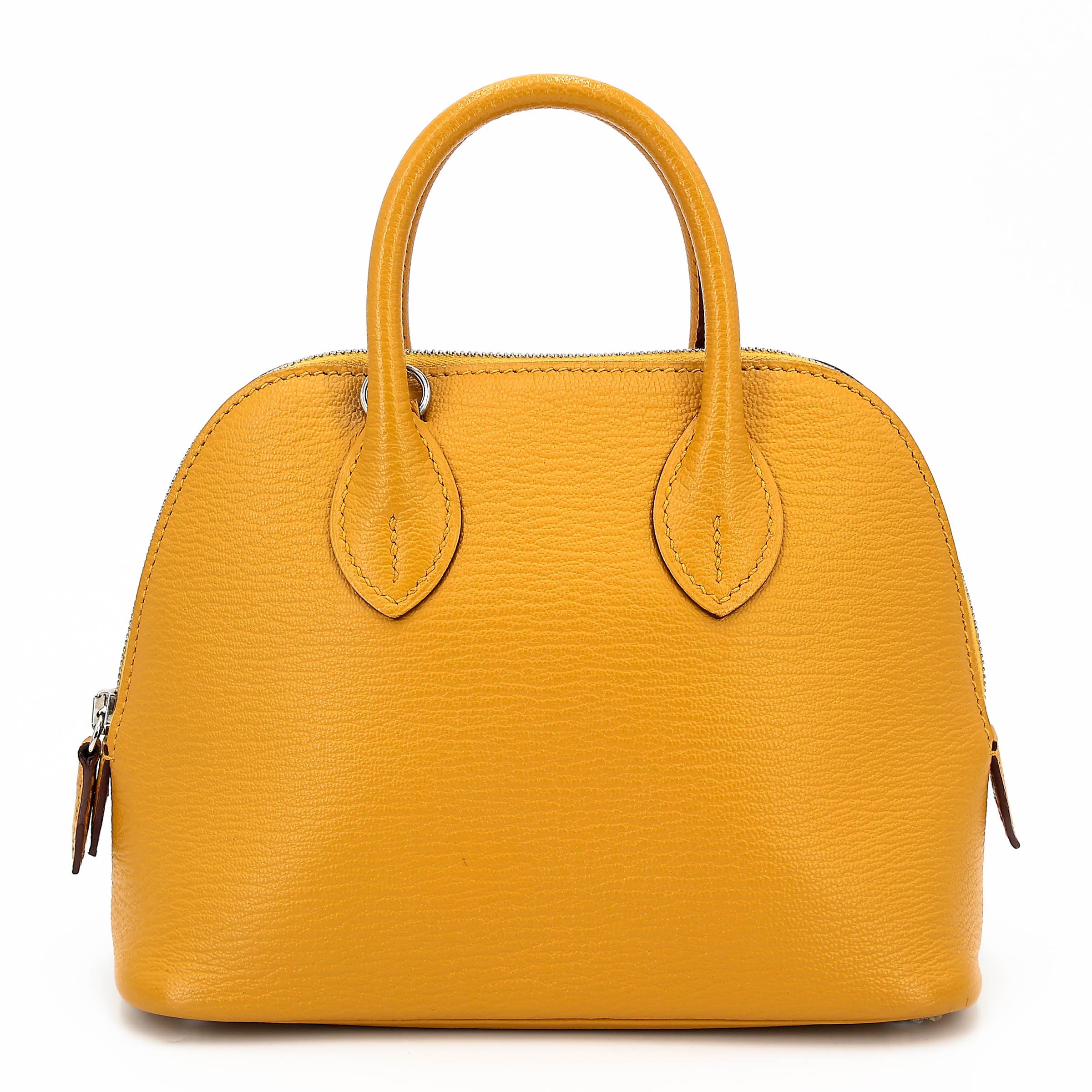 Very Good ( Rank A) HERMÈS Mini Bolide 1923 Jaune Ambre (9D) Chevre Mysore Palladium hardware C (2018)