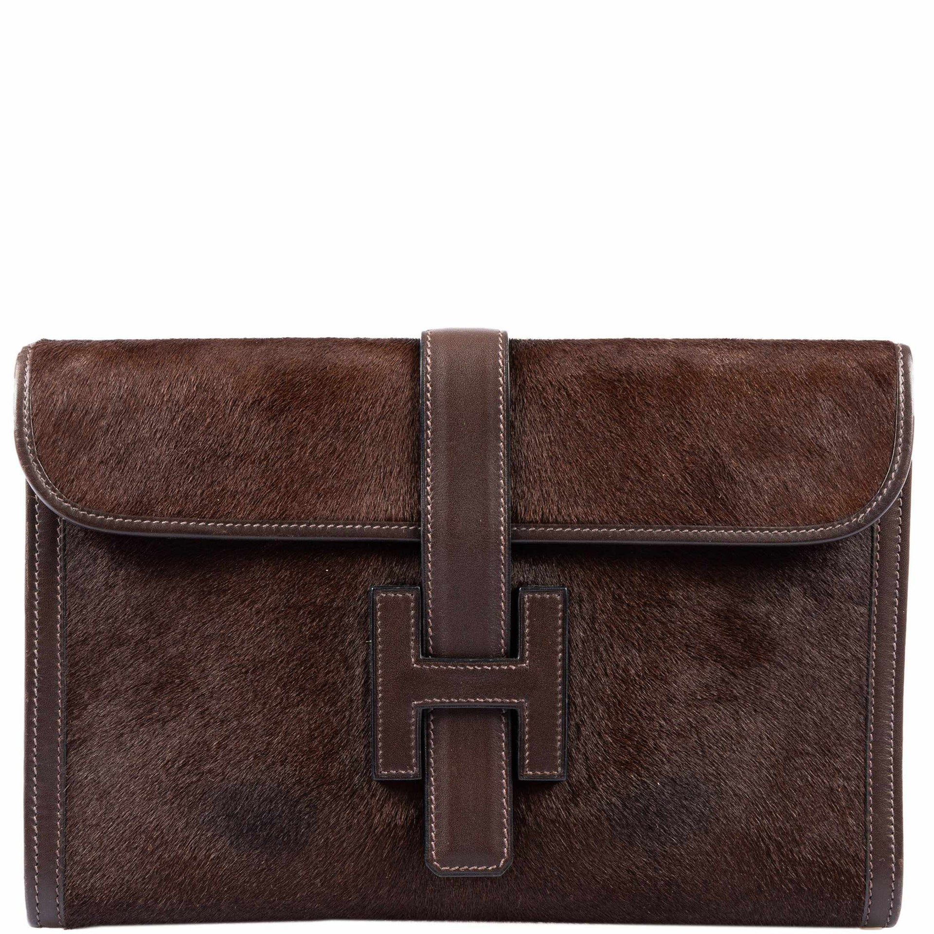 Hermes Hermès Jige Elan MM Brown Pony Ebene & Barenia