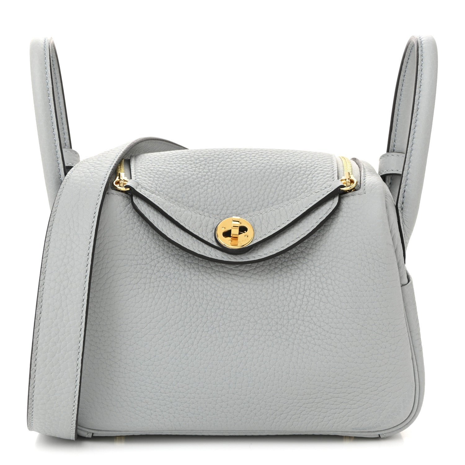 Hermes Taurillon Clemence Mini Lindy 20 Bleu Glacier