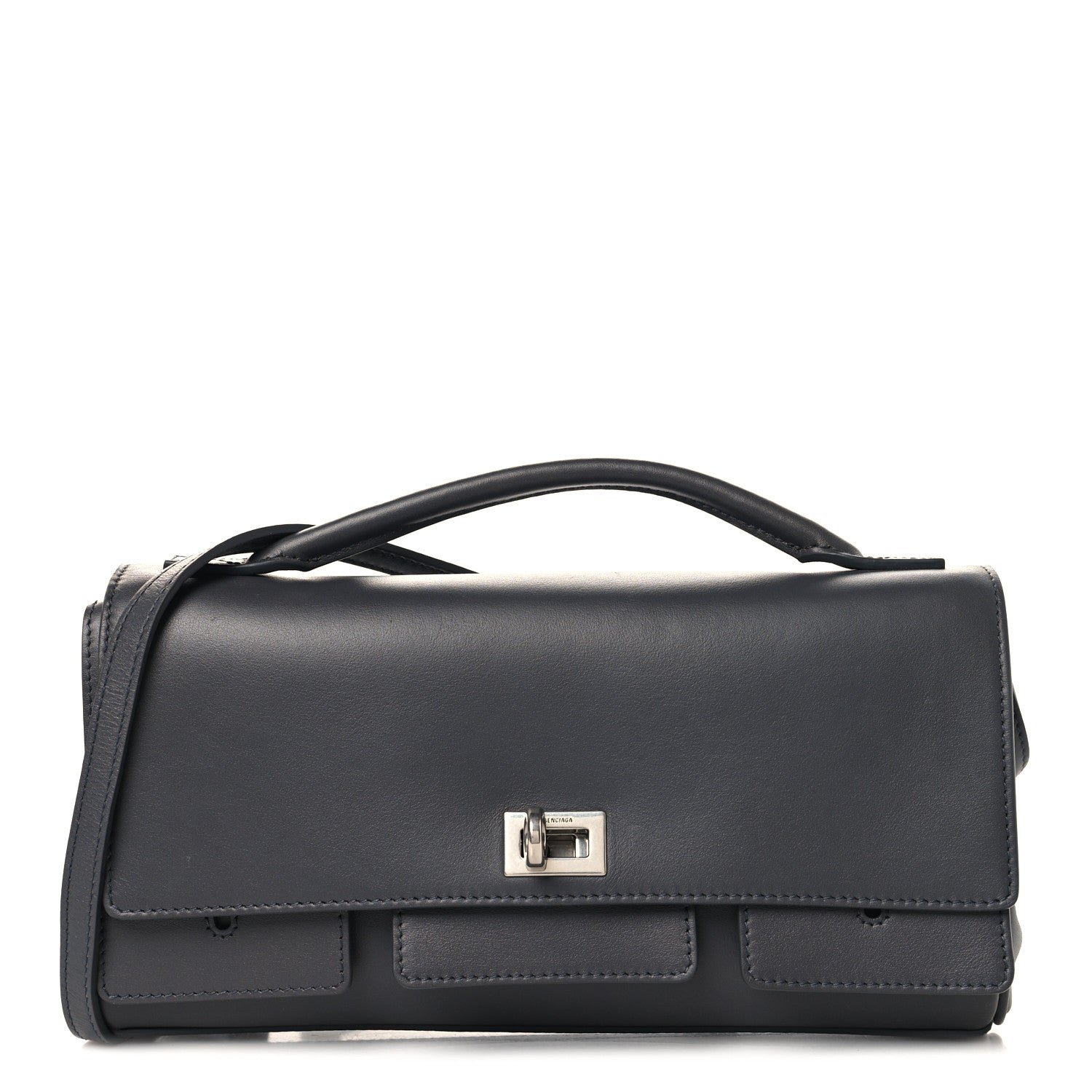 Balenciaga Smooth Calfskin Small Bel Air Clutch On Strap Grey