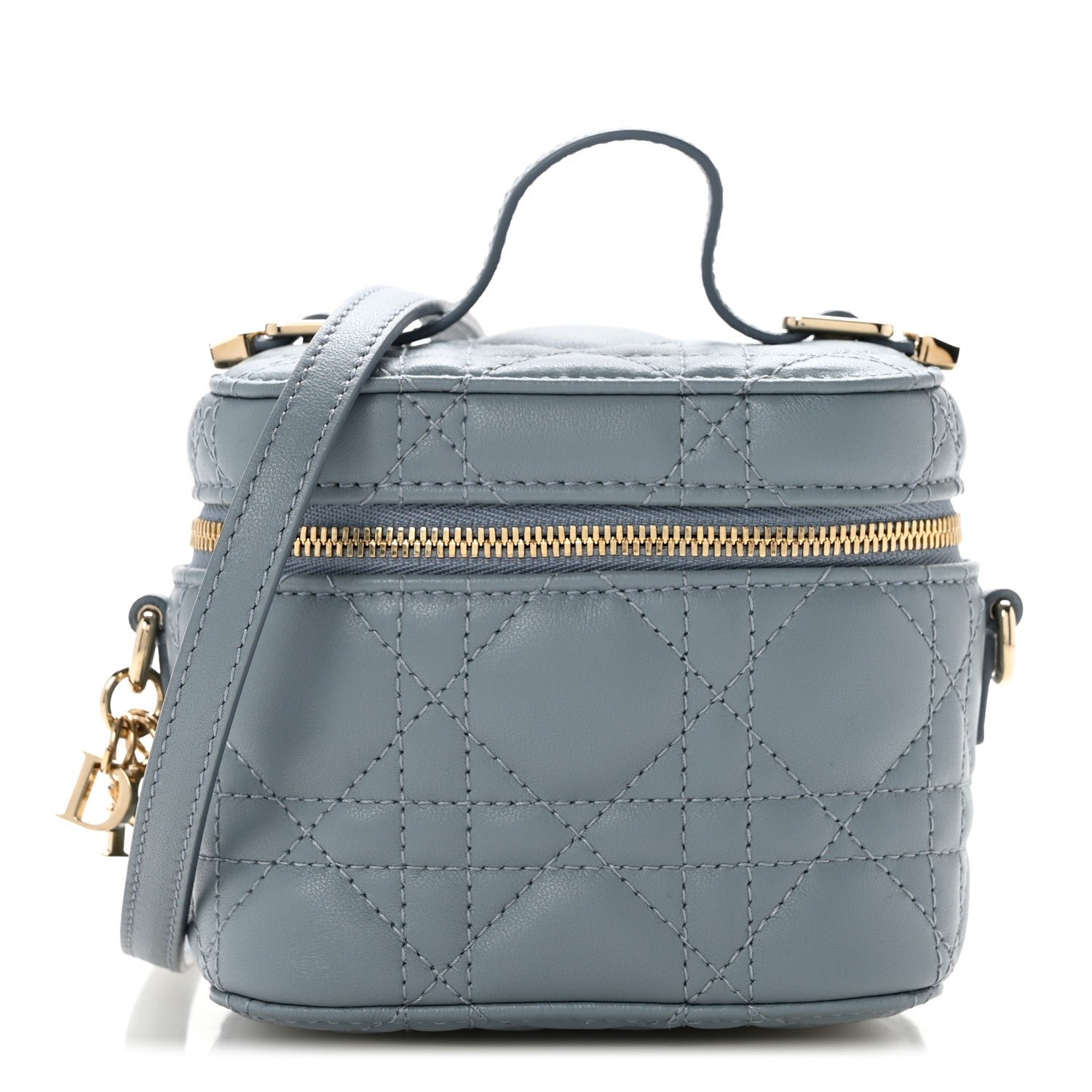 Christian Dior Lambskin Cannage Micro Lady Dior Vanity Case Cloud Blue