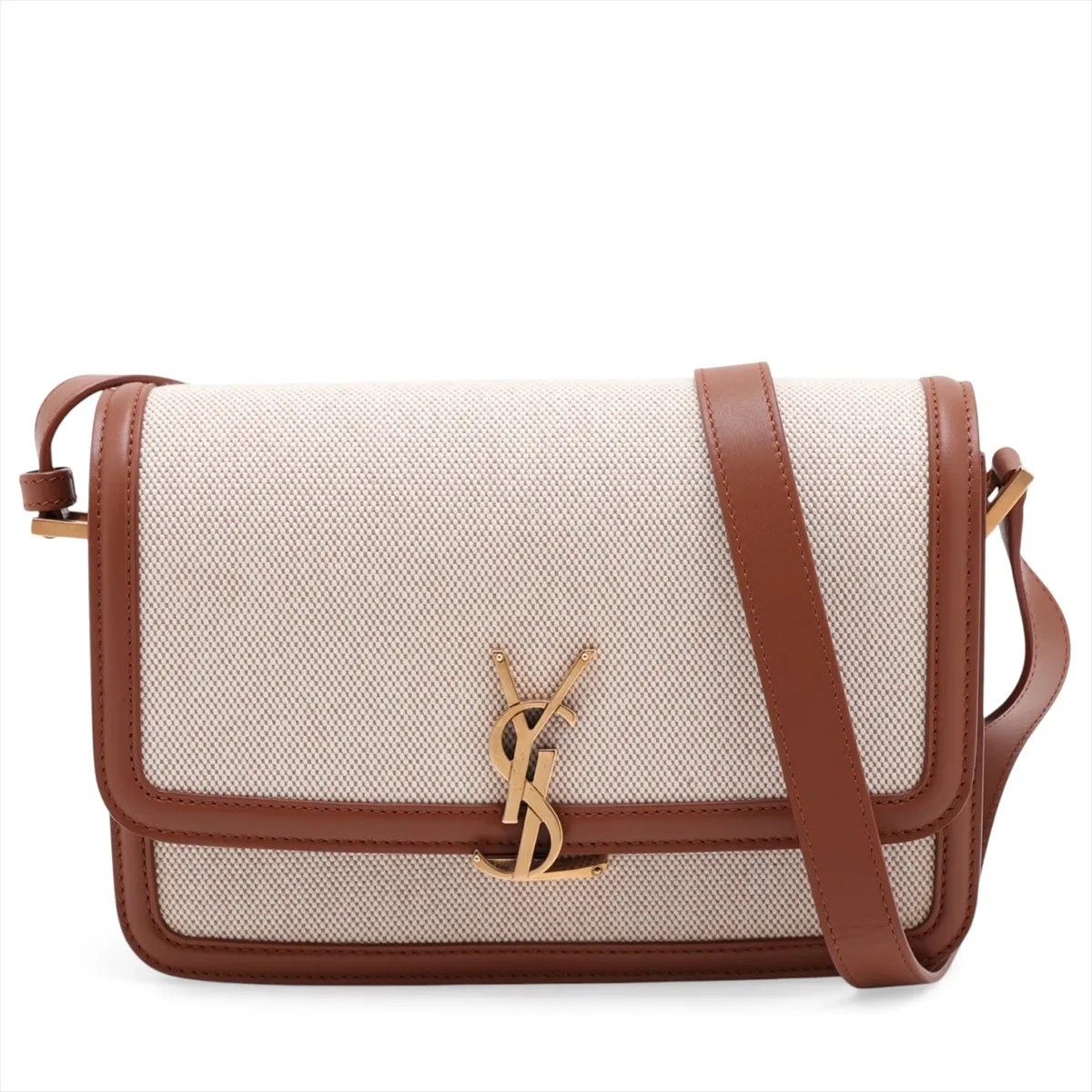 Saint Laurent Paris Solferino 634305 Canvas & Leather Shoulder bag Beige×Brown