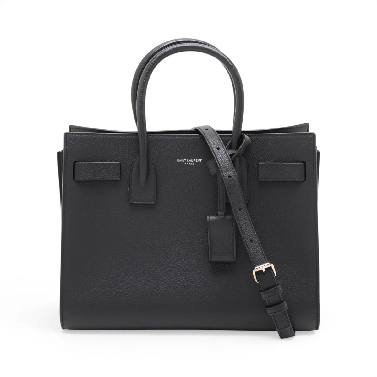 Saint Laurent Paris Baby Sac de Jour 421863 Leather 2 Way Handbag Black