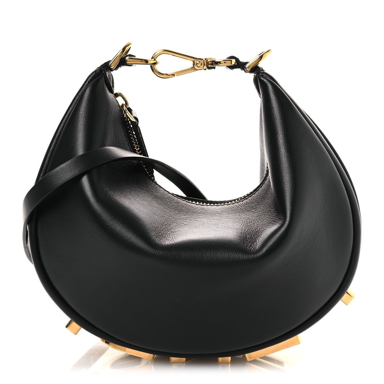 Fendi Vitello Grace Matte Mini Fendigraphy Hobo Bag Black