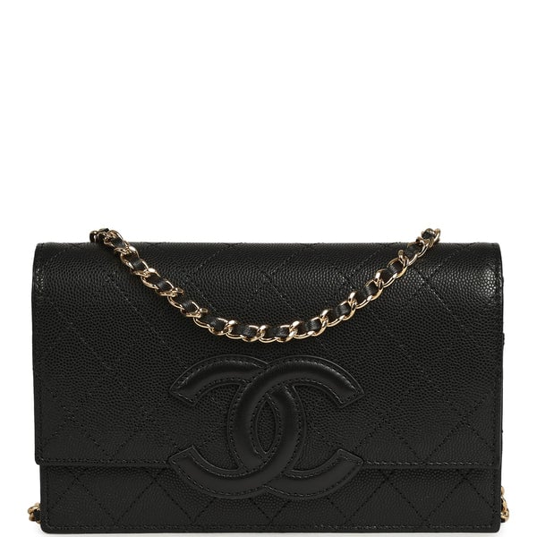 Chanel "Neo Filigree" Wallet on Chain WOC Black Grained Calfskin Gold Hardware